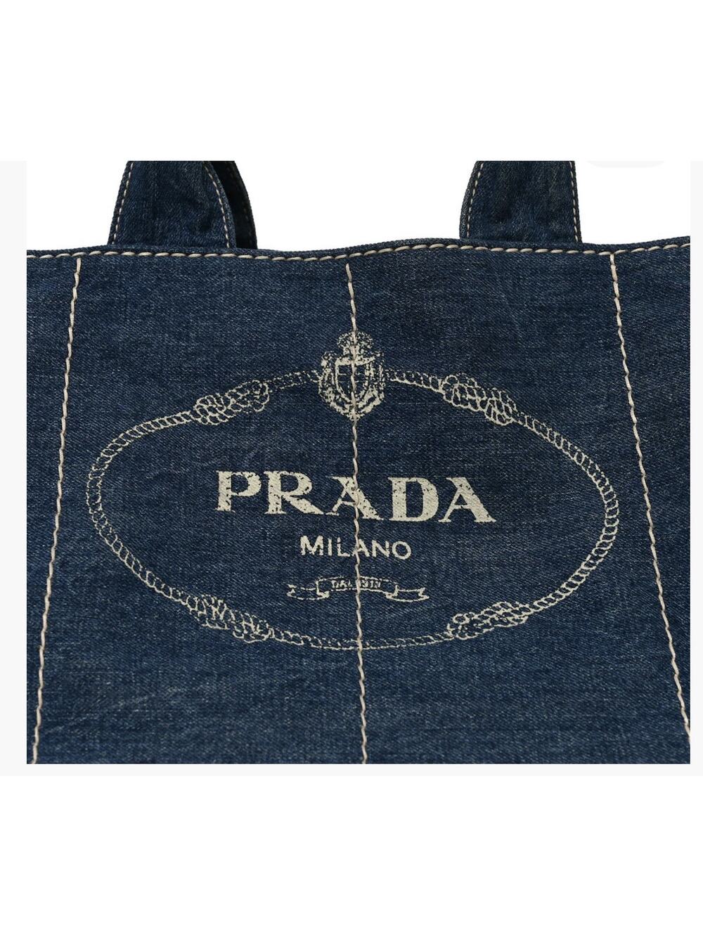 Prada Canapa DeCanvas Logo Tote Bag Large GM Made in Italy Authentic